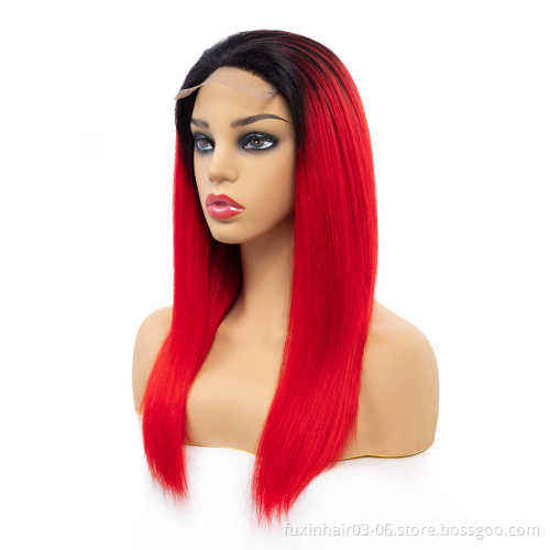 Red Human Hair Hd Lace Front Wig Brazilian Human Hair Lace Front Ombre Dark Black Red Wig Deep Wave Lace Frontal Wig Red